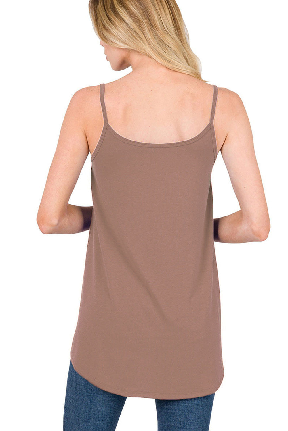 Blue Spaghetti Strap V Neck Flowy Tunic Cami Top