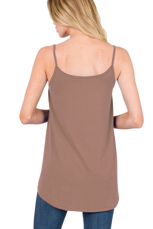 Blue Spaghetti Strap V Neck Flowy Tunic Cami Top