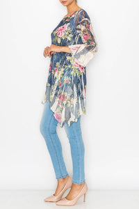 Origami Apparel ~  Lace and Crochet inspired - OLS-4565NAT/DE ROSE TUNIC