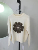 Miss Sparkling - Embroidered flower knit sweater