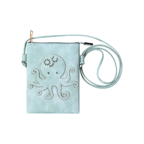 Shine Mark Accessories - Blue - Laser Cut Crossbody Cellphone Bag - Octopus