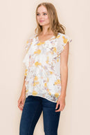 Shopin LA - SP2919T-0619 - WOMEN FLORAL PRINT RUFFLE BLOUSE