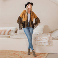 Young Threads - Printed Rayon Kimono Shrug with Embroidery (New Color)