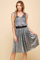 Shopin LA - SPT5228 - WOMEN METALLIC SHIMMER V NECK SLEEVELESS TOP