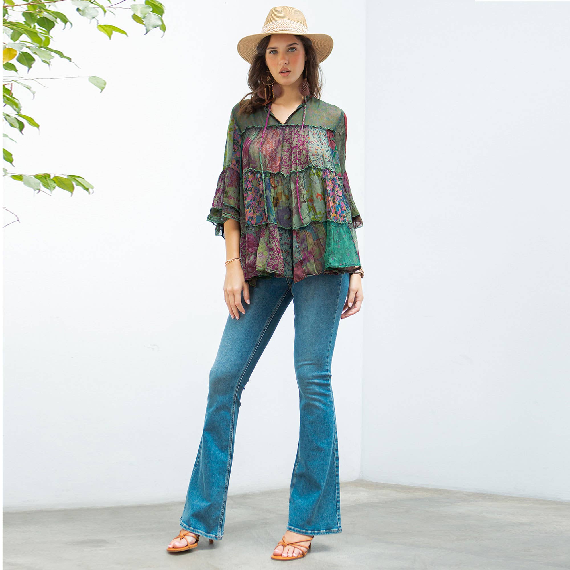 Young Threads - Chic Overdyed Band Collar Jhabla Top (New Color)