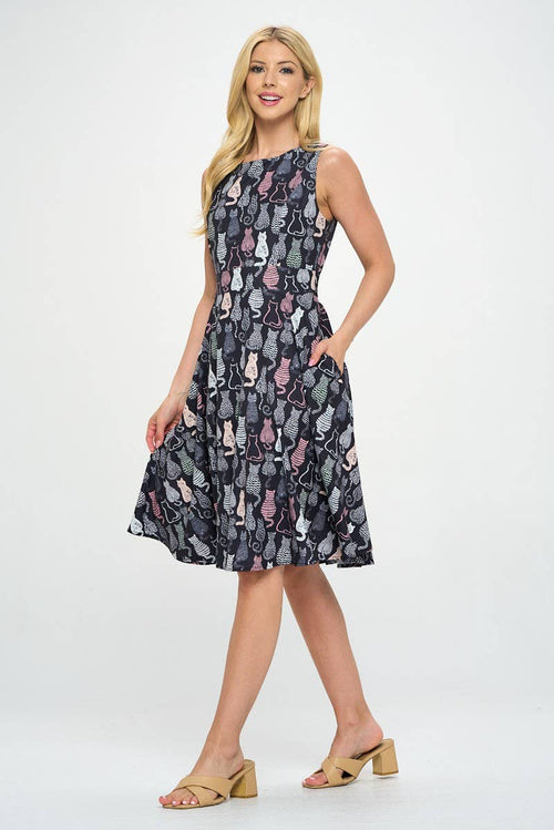 LA Soul - Cat Print Plus Size Dress