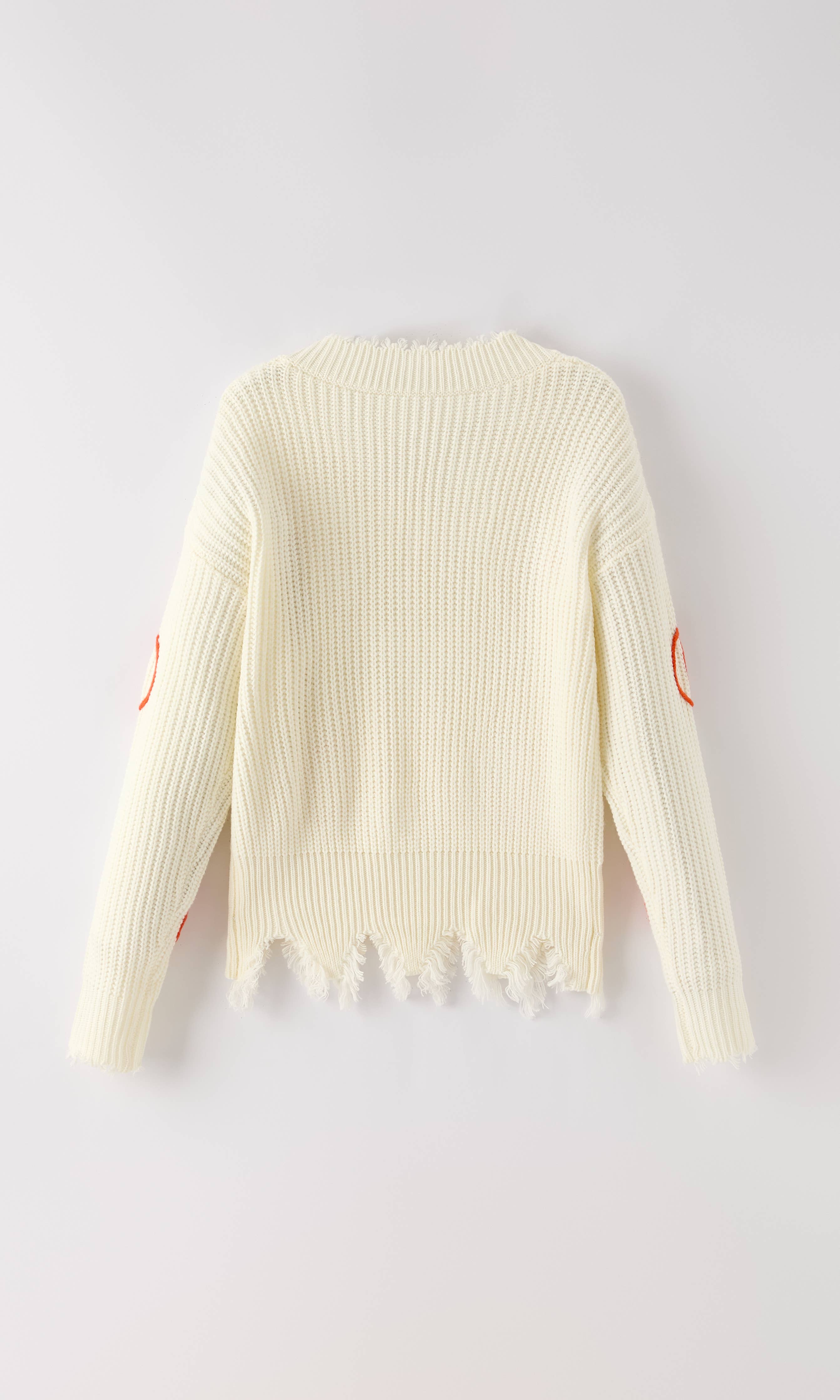 Miss Sparkling - Pumpkin Patch Knit Sweater – Distressed Hem