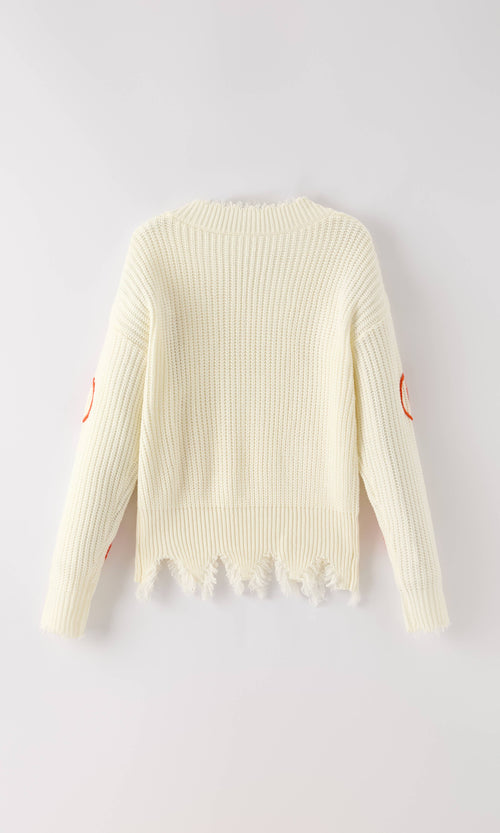 Miss Sparkling - Pumpkin Patch Knit Sweater – Distressed Hem