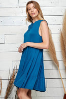 Shopin LA - SPD7008P  PLUS SOLID SLEEVELESS FRONT LACE TIERED DRESS