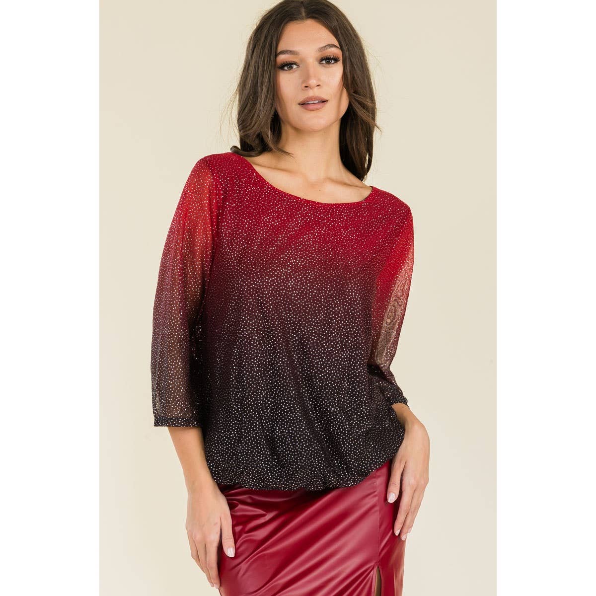 Perseption - ILLUSIONS GLITTER MESH MINI BOAT NECK BLOUSE