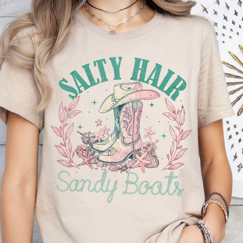 Par.tees by Party On! - Salty Sandy Boots Tees Ocean Summer Cowgirl Summer Tshirt