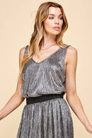 Shopin LA - SPT5228 - WOMEN METALLIC SHIMMER V NECK SLEEVELESS TOP