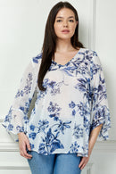 Winslow Collection - PLUS SIZE RUFFLE SLEEVE V-NECK SWING TOP