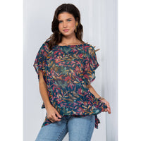 YOUNG THREADS - Jungle Serenade: Side-Open Poncho Shrug with Tie Detail