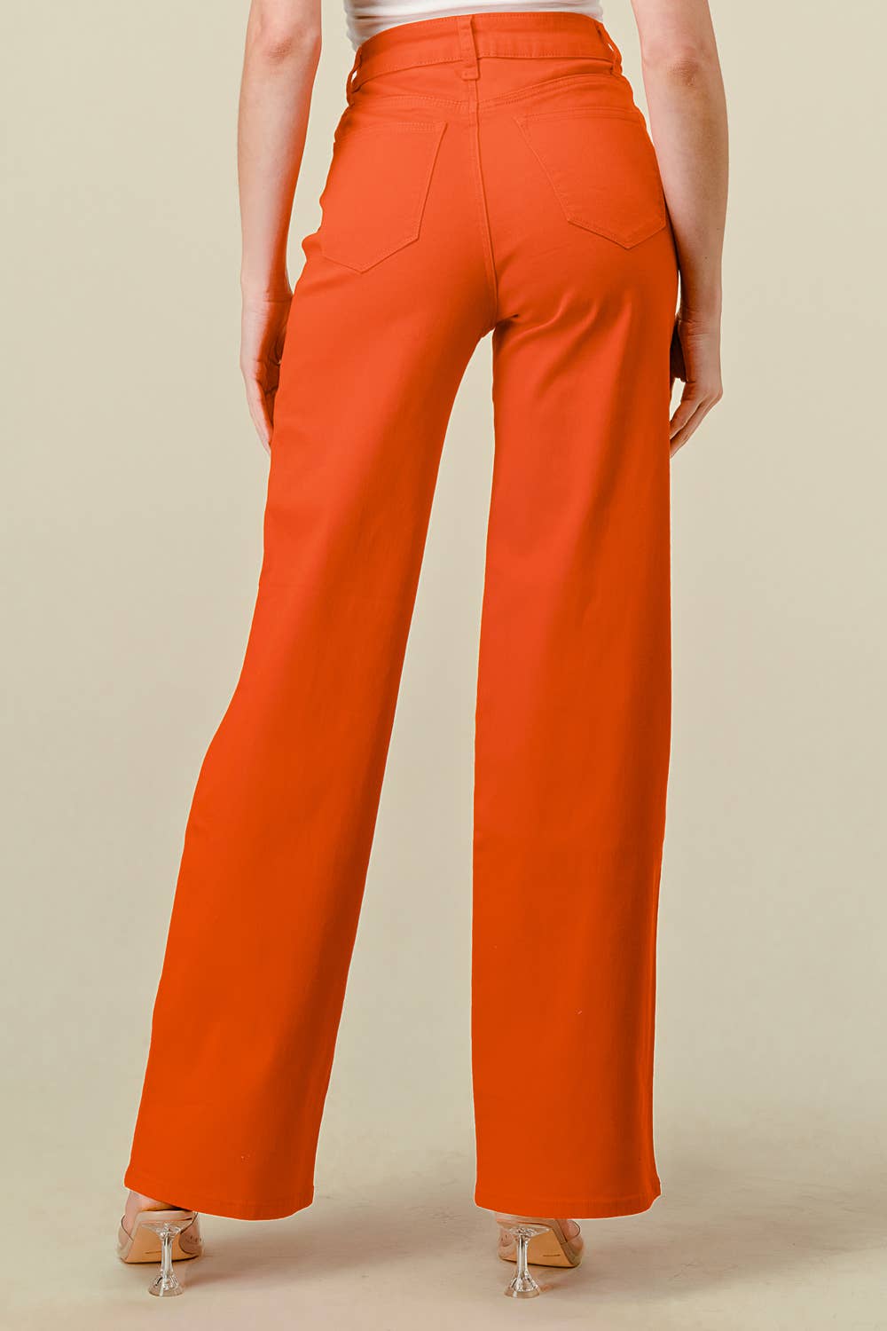 Denim Zone U.S.A. - LVB-200 TANGERINE HIGH WAISTED STRETCHY WIDE LEGS JEANS