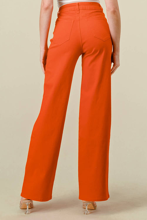 Denim Zone U.S.A. - LVB-200 TANGERINE HIGH WAISTED STRETCHY WIDE LEGS JEANS