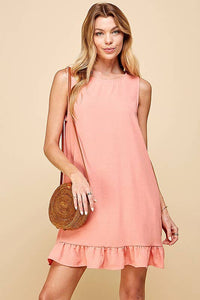 Shopin LA - SD21010-25038 - WOMEN SOLID SLEEVELESS RUFFLED MIDI DRESS