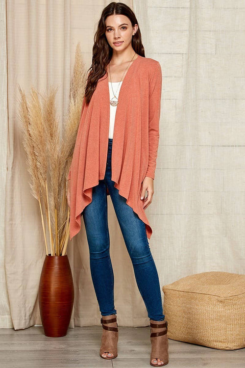Shopin LA - SG21025. - WOMEN BASIC NATURAL AND SOFT DRAPE CARDIGAN