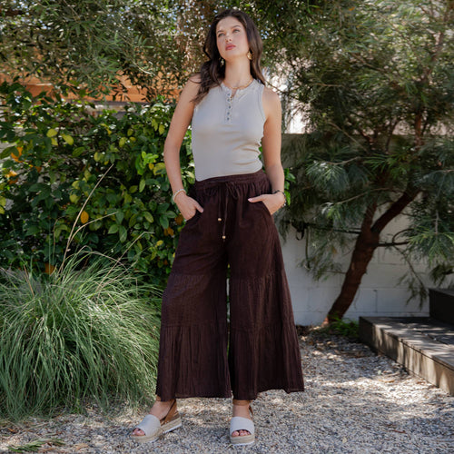 Young Threads - Boho chic Tiered Patch Inserted Denim &Knit Pants(New Color)