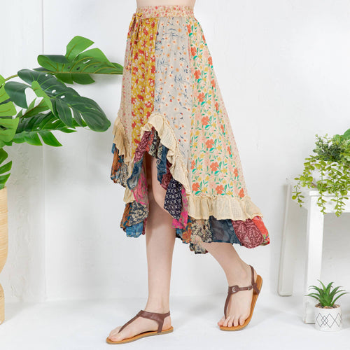 Young Threads - Bohoemian Mid-Length Skirt with Rayon Print (New Color) SK23162