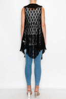 Origami Apparel ~  Lace and Crochet inspired - OLS-4497BK Vest Cover Up