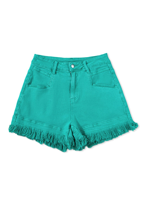 Pink Casual Raw Hem Mid Rise Denim Shorts