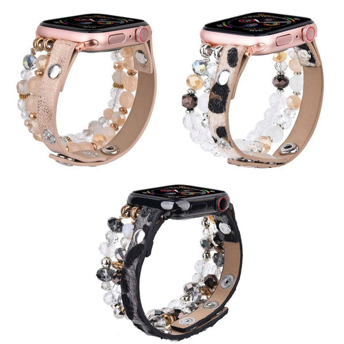 ShopTrendsNow - Leopard Calf Leather and Crystal Apple Watch Band