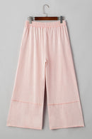 Pink Flower Patch Mineral Washed Cropped Wide Leg Pants