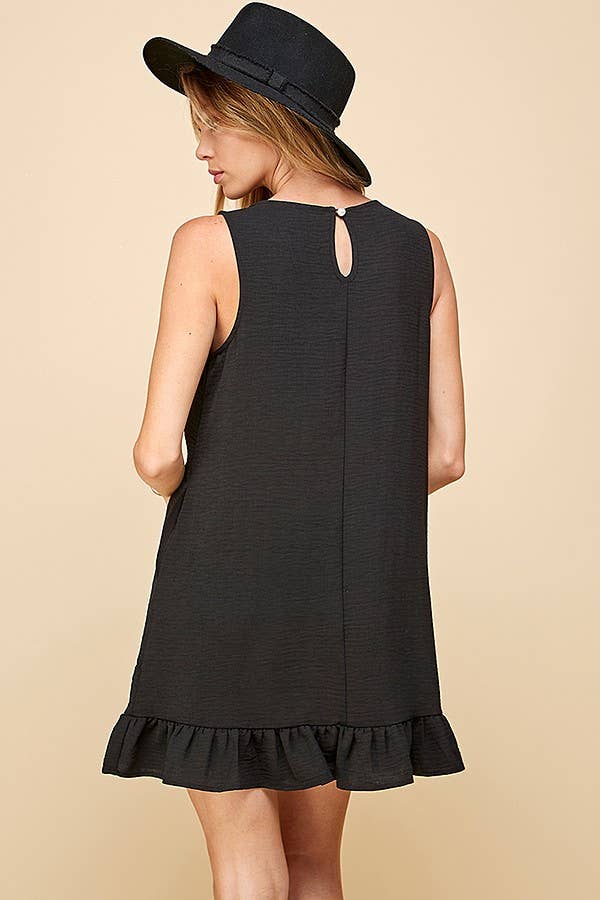 Shopin LA - SD21010-25038. WOMEN SOLID SLEEVELESS RUFFLED MIDI DRESS