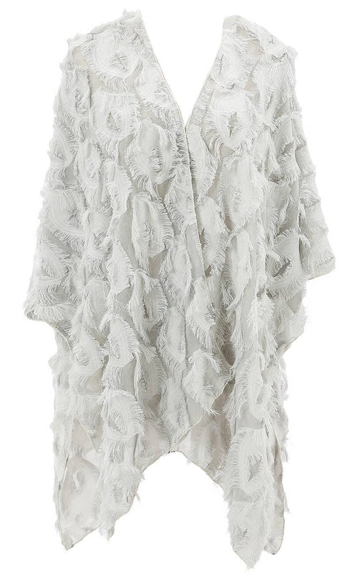 JC Sunny Fashion - 11 Colors-Fringe Feather Detailed Lightweight Eyelash Kimono