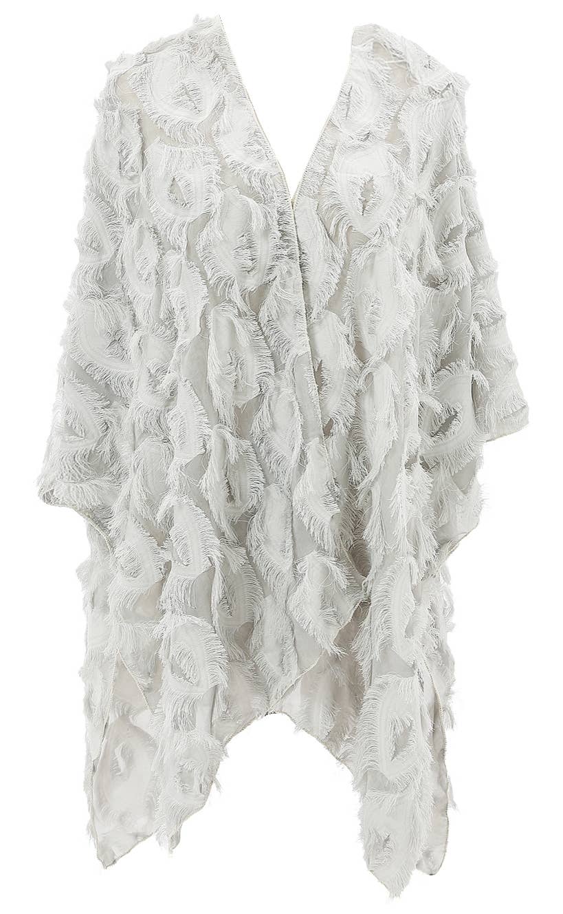 JC Sunny Fashion - 11 Colors-Fringe Feather Detailed Lightweight Eyelash Kimono