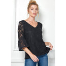 Winslow Collection - V NECK ELBOW SLEEVE LACE TOP G9018250P