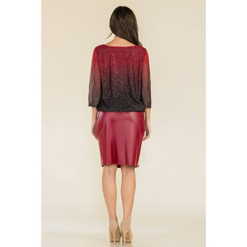 Perseption - ILLUSIONS GLITTER MESH MINI BOAT NECK BLOUSE