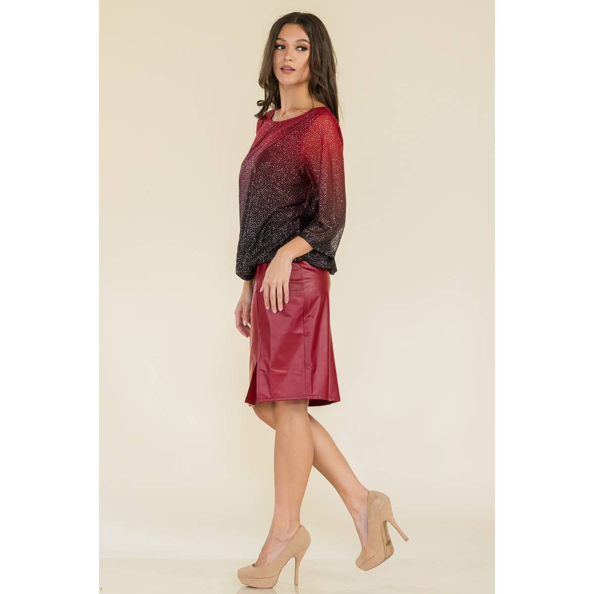 Perseption - ILLUSIONS GLITTER MESH MINI BOAT NECK BLOUSE