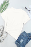 White Sequin American Flag Star Graphic T Shirt