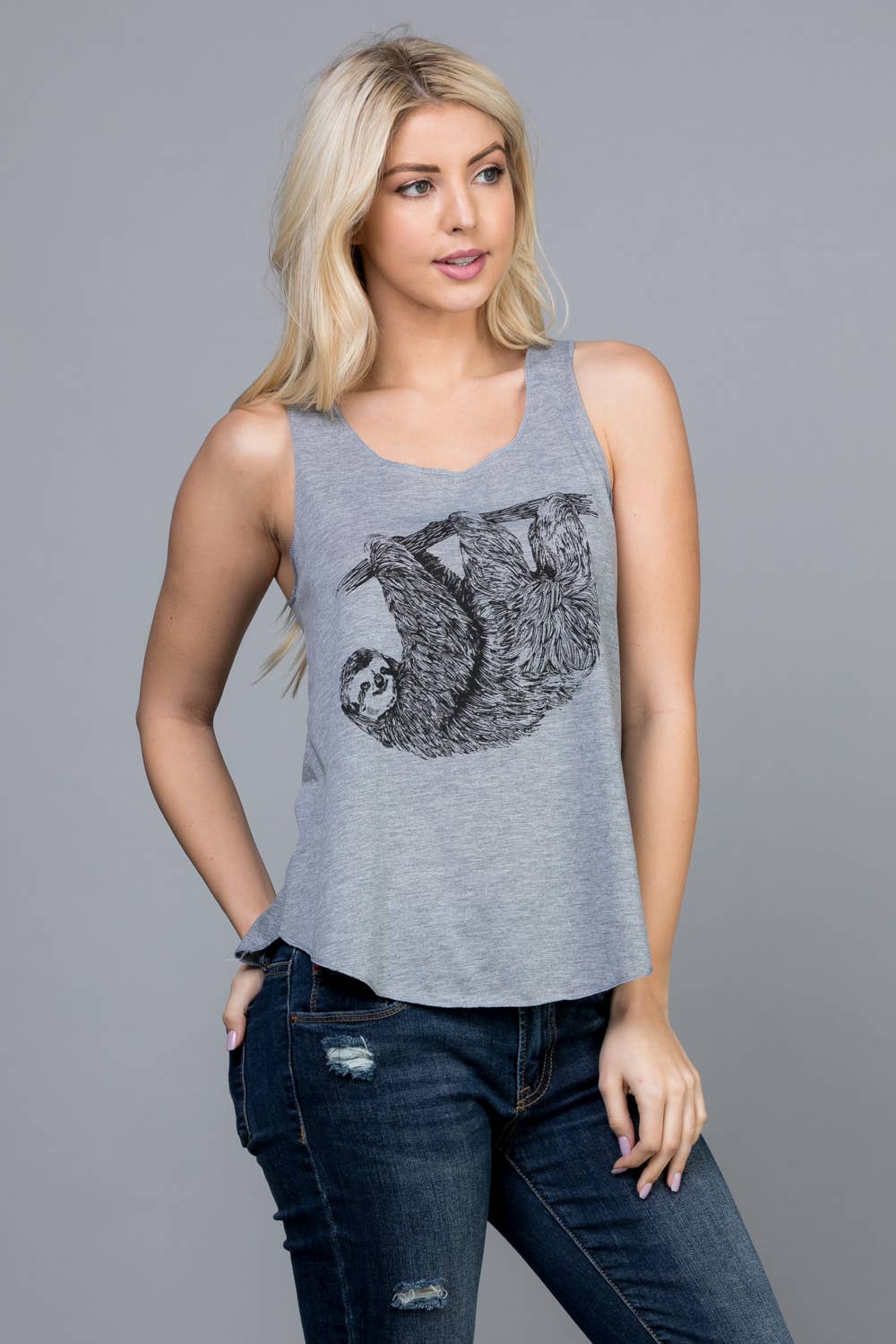 LA Soul - Sloth Print Graphic Tanktops