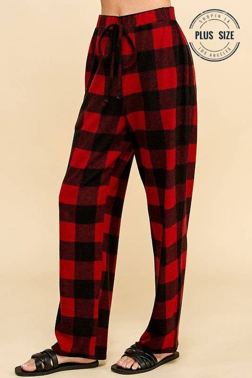 Shopin LA - SPP8043P PLUS COMFY DRAWSTRING PLAID LOUNGE COMFY PANTS