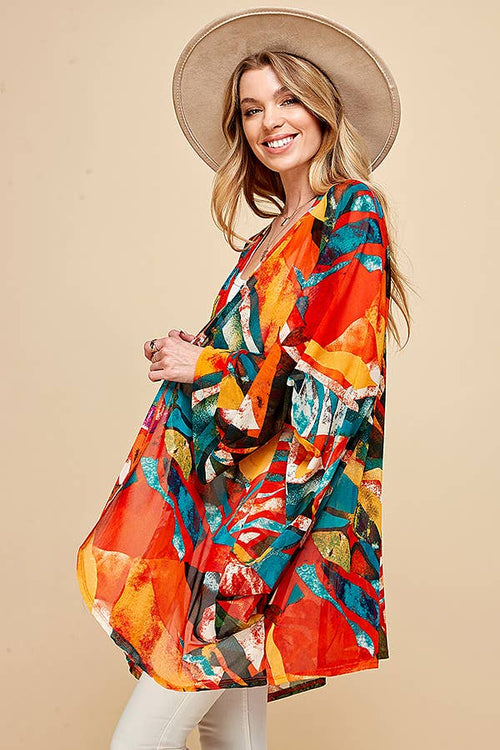 Shopin LA - SG21051P - PLUS SIZE DRAPPED MESH SUMMER MIDI KIMONO