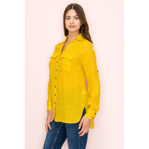 Perseption - FLAP POCKET BUTTON DOWN FRONT BOYFRIEND SHIRT