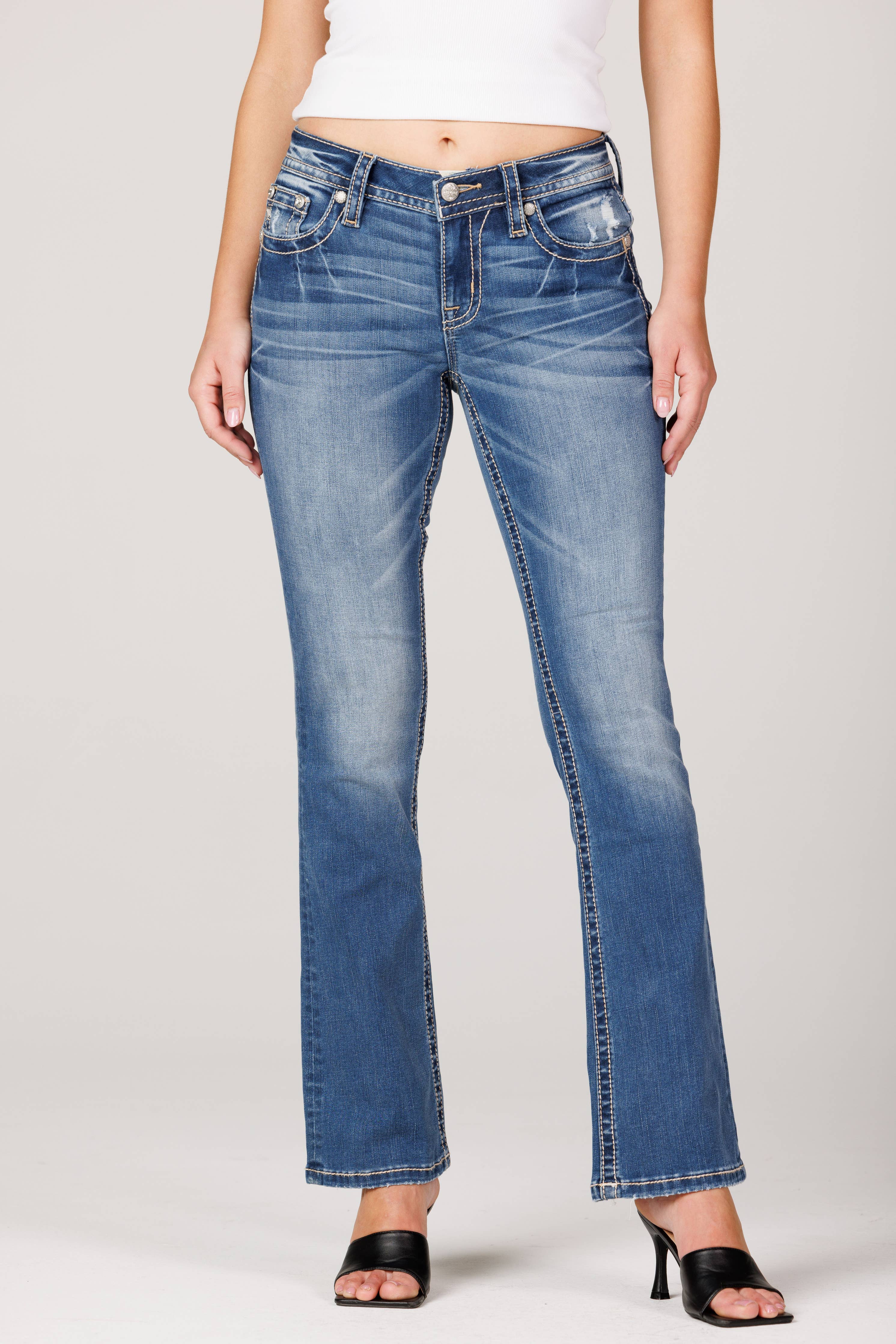 Miss Me - M5082T206SS- 31IN MID RISE STRAIGHT CUT JEANS