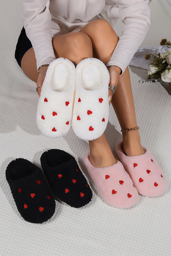 Philippine Gray Heart Shape Embroidered Slip On Plush Slippers