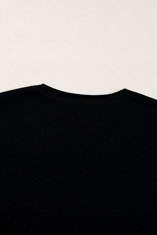 Light Grey USA Letter Patch Notched Neck Loose Tee