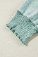 Orchid Petal Waffle Patchwork Raglan Sleeve Exposed Seam Sweatshirt