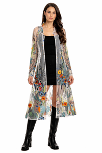 Adore Floral Embroidered Long Duster for Women