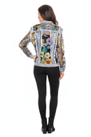 Adore Floral Embroidered Denim and Lace Jacket BS2529