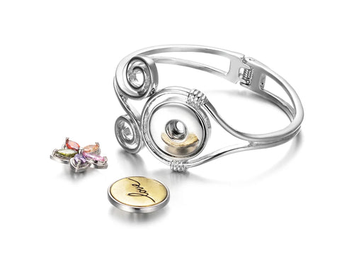 Sandy Snap Elegant Swirl Interchangeable Bracelet for 18mm Snap Buttons