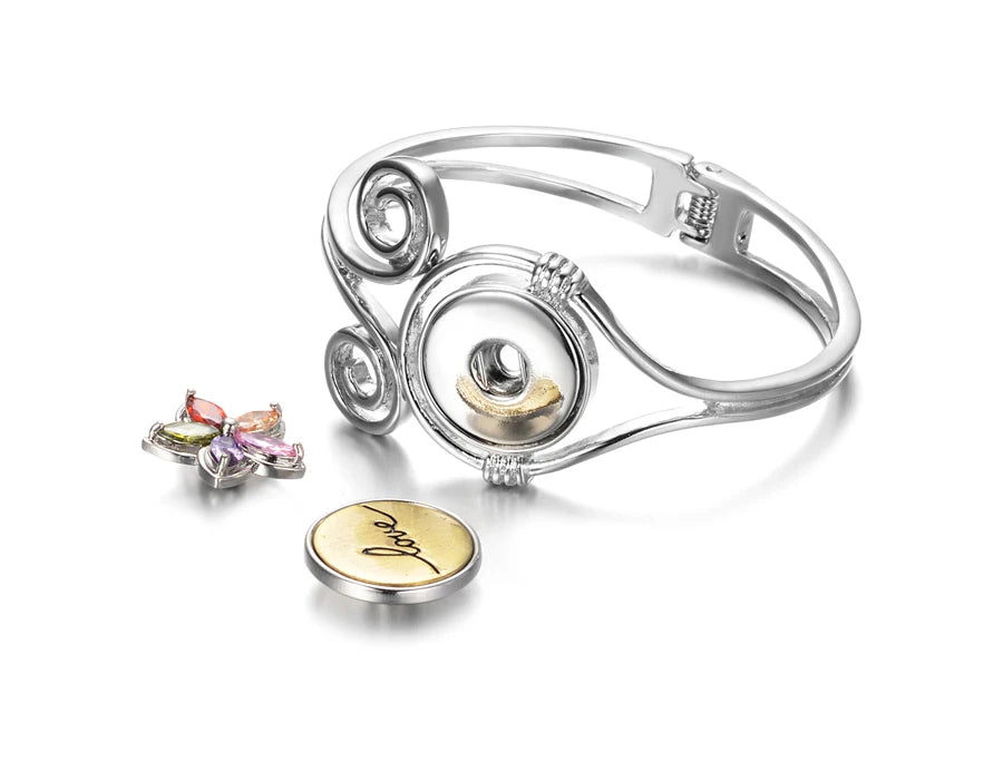 Sandy Snap Elegant Swirl Interchangeable Bracelet for 18mm Snap Buttons