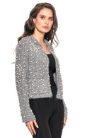 Adore Pearl-Accent Gray Sweater