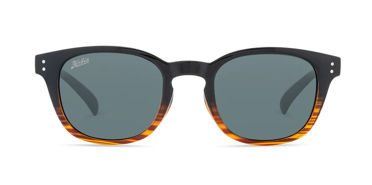 Hobie Polarized Sunglasses – Shiny Black Wood Grain / Grey Lens