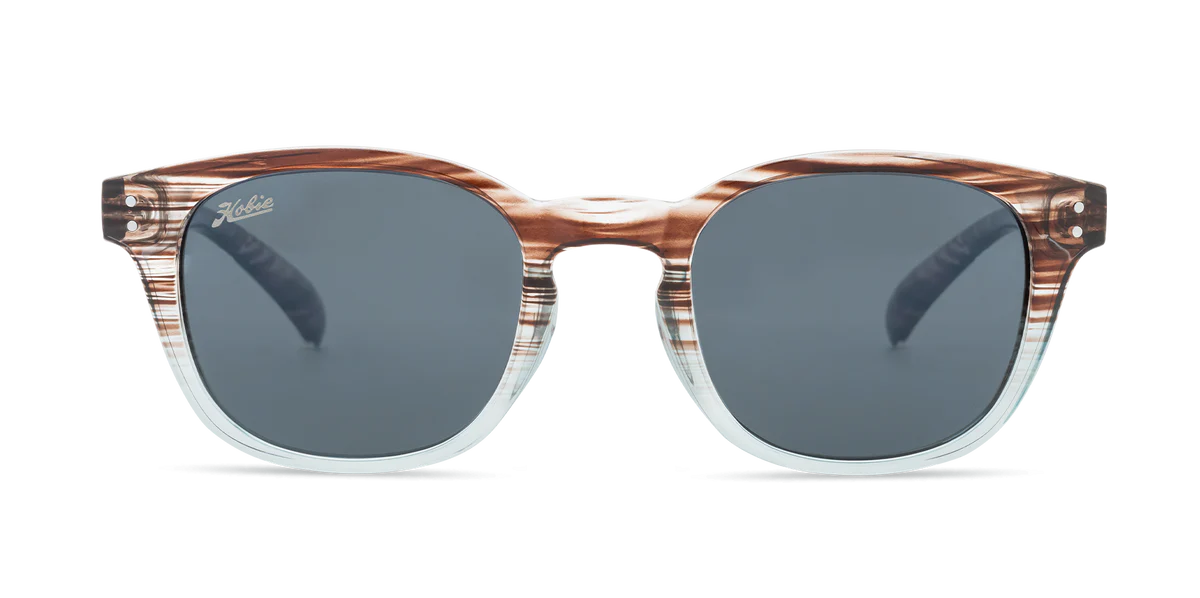 Hobie Polarized Sunglasses – Shiny Wood Grain Aqua Blue Grey / Grey Lens